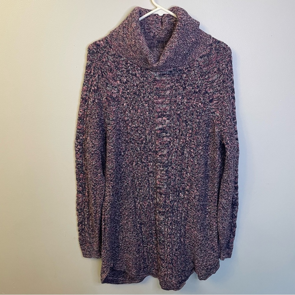 GAP Maternity Women's Marled Purple Cowl Neck Sweater 100% Cotton XL